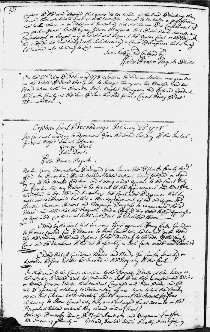 Orphan's Court Summons, page 113