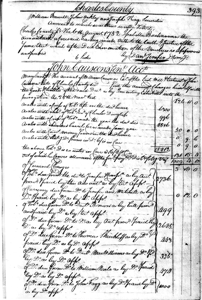 James Buchanan's Final Account of 6 Aug 1752, page 393