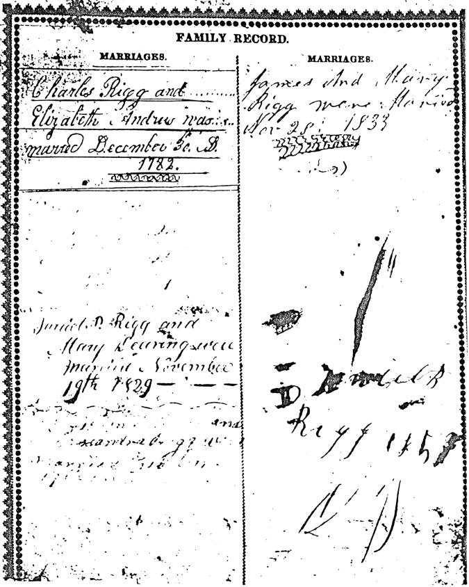 Charles Rigg Family Bible, page 3