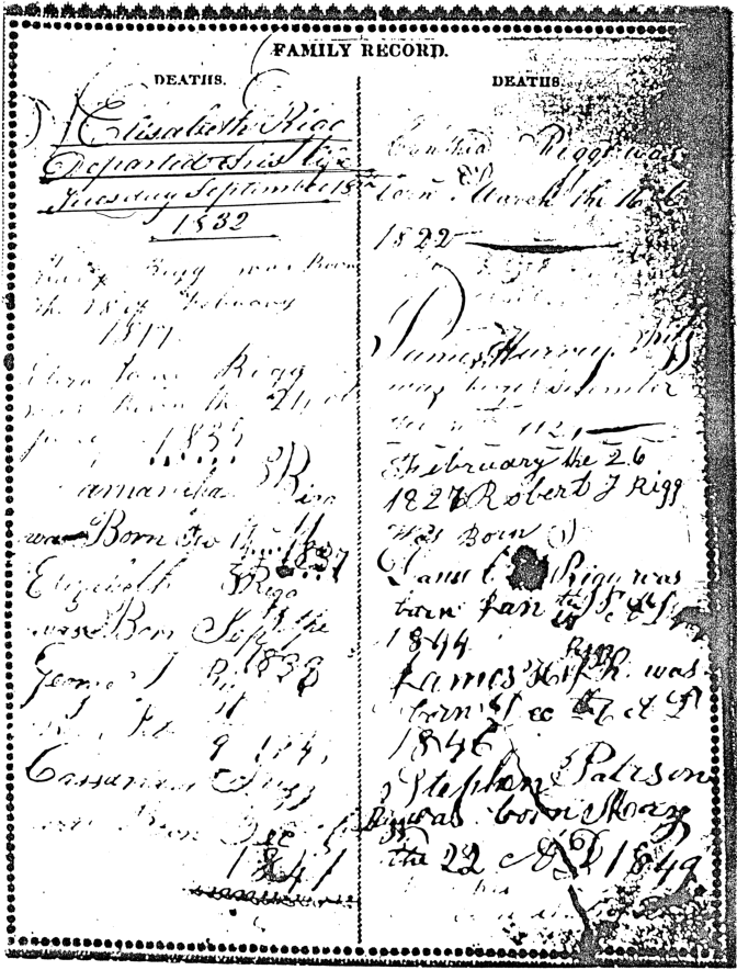 Charles Rigg Family Bible, page 4