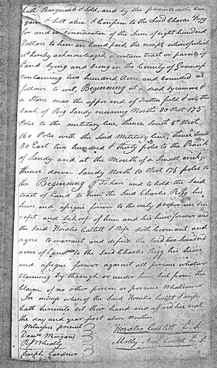 Indenture:  Horatio Catlett and Charles Rigg 18 Apr 1812, page 98