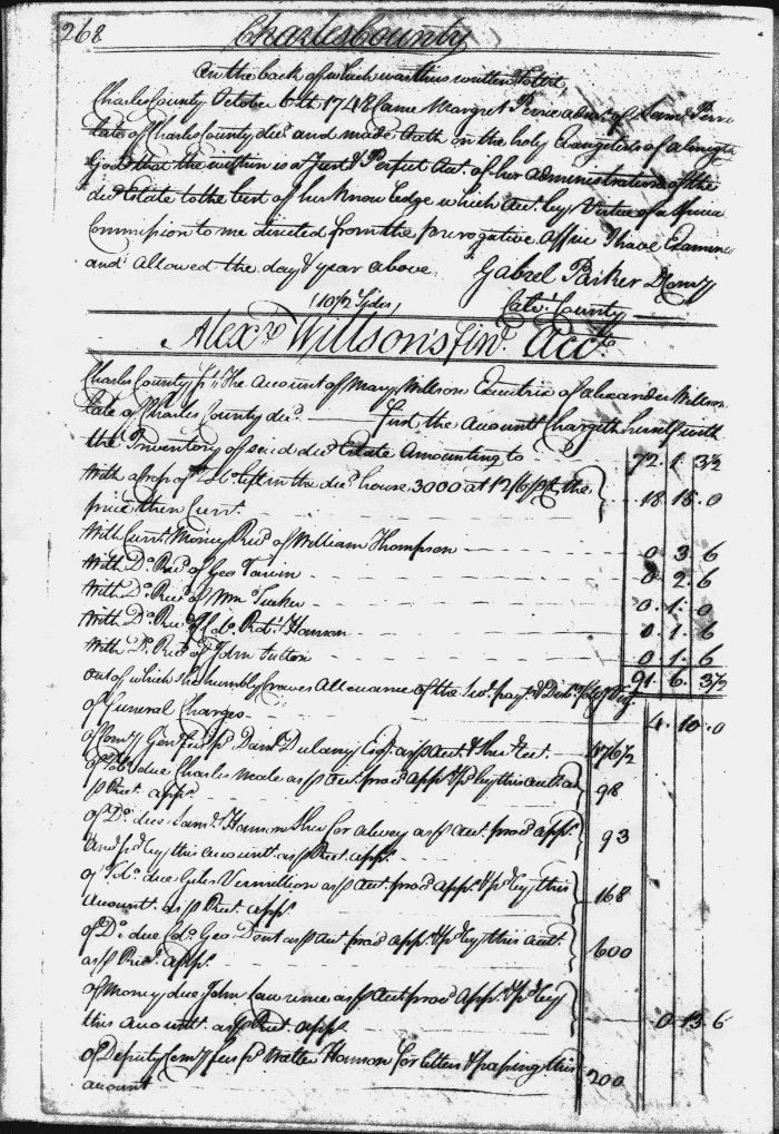 Alexander Wilson's Final Account of 5 Dec 1748, page 268