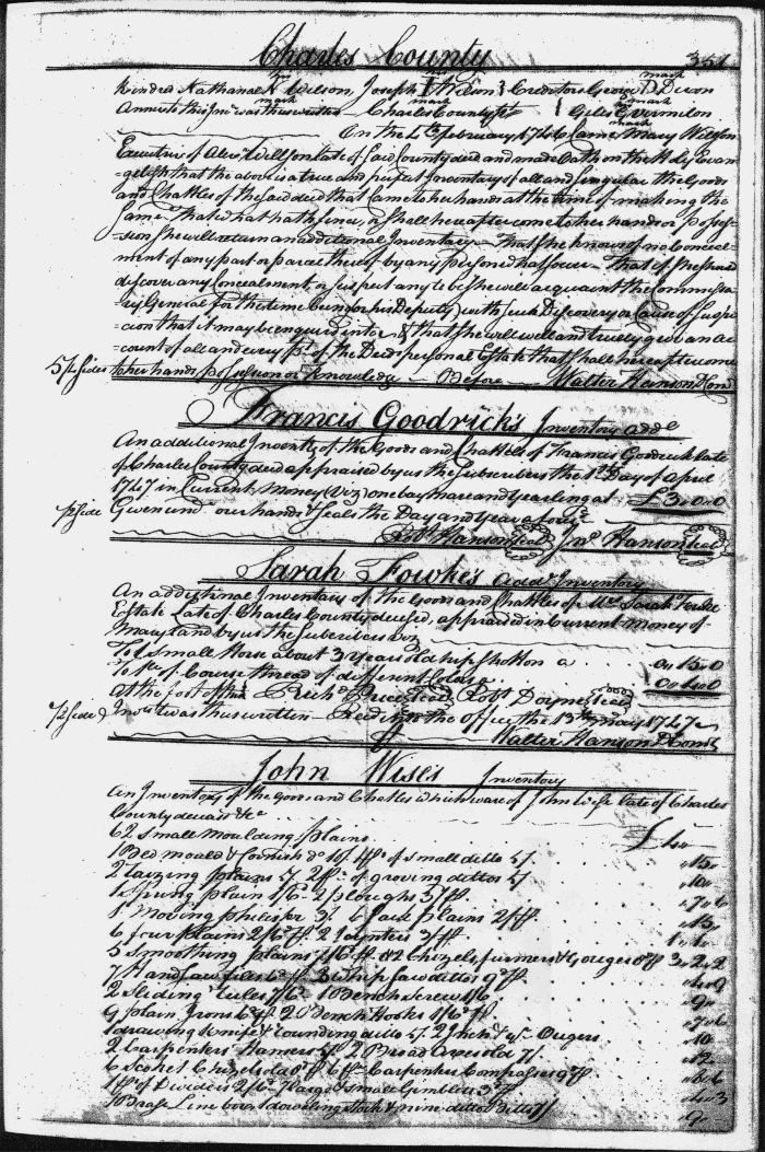 Alexander Wilson's Inventory of 4 Feb 1746, page 350